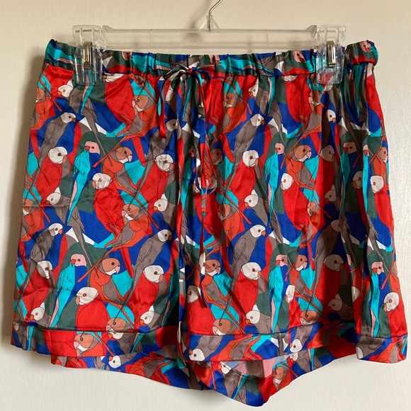 Tucker New Multicolor Parrot Deco Silk Blend Shorts #MBG - Picture 1 of 11